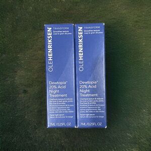 2x Ole Henriksen Dewtopia 20% Acid Night Treatment Serum Mini Travel Size .25 oz